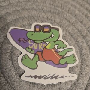 Colorful Surfing Dinosaur Sticker